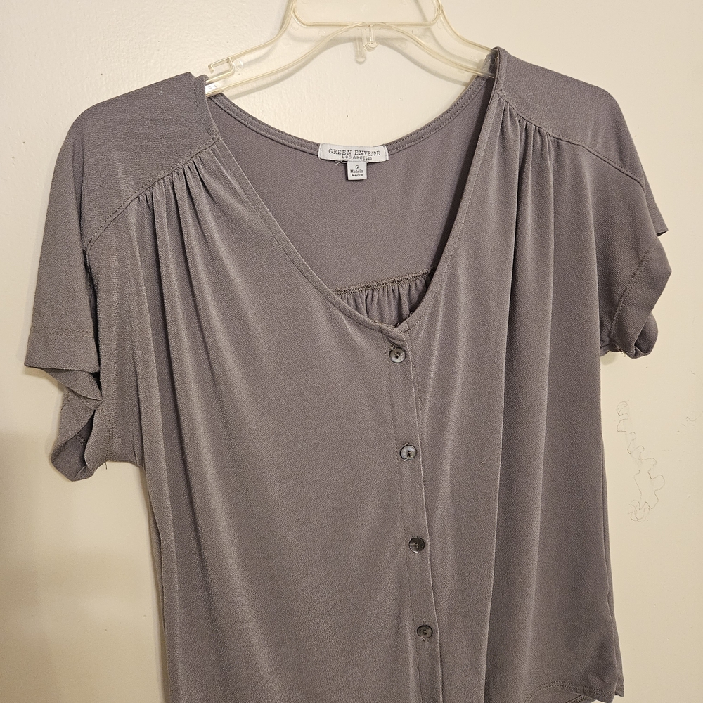 Green Envelope C Button-Down Blouse
